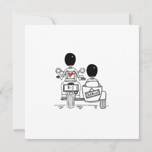 Two Grooms Motorbike and Sidecar Wedding Invitation