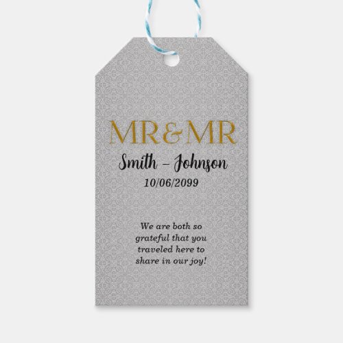 Two Grooms Mr  Mr Silver and Gold Wedding Gift Tags
