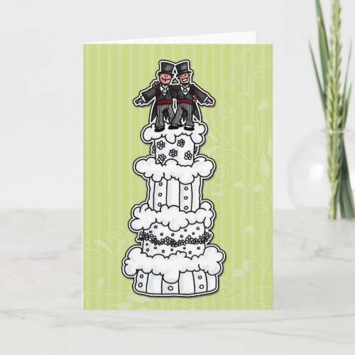 Two Grooms on Wedding Cake Card