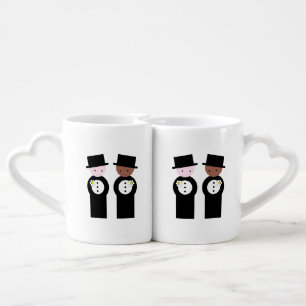 Two grooms one caucasian, one colored coffee mug set