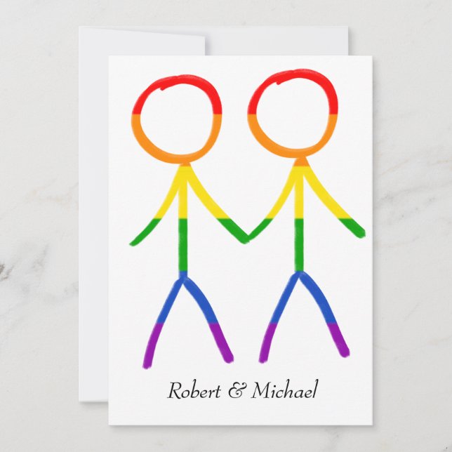 Two Grooms Rainbow Love Save The Date (Front)