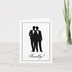 Two Grooms Silhouettes Congratulations Note Cards