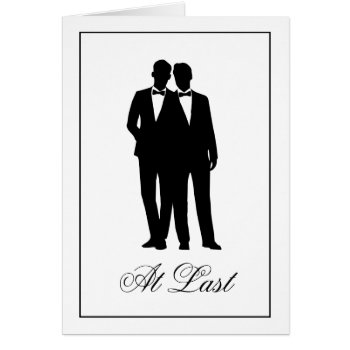 Two Grooms Silhouettes Congratulations Note Cards by beckynimoy at Zazzle