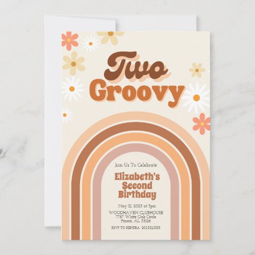 Two Groovy 2nd birthday invitation 