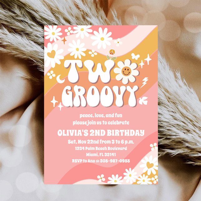 Two Groovy 2nd Birthday Invitation (Creator Uploaded)
