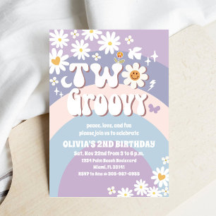 Two Groovy 2nd Birthday Invitation