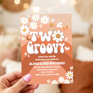 Two Groovy 2nd Birthday Invitation