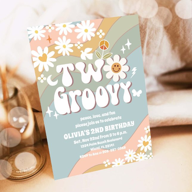 Two Groovy 2nd Birthday Invitation (Creator Uploaded)