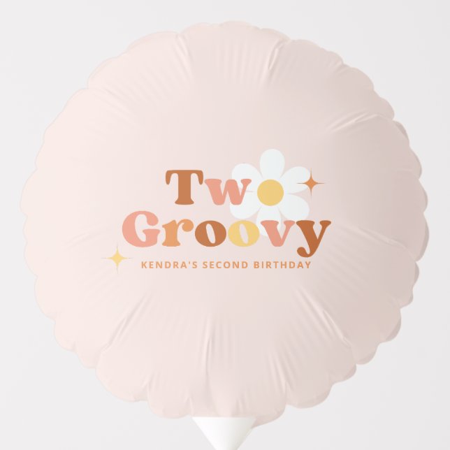 Two Groovy 2nd Birthday Party Balloon (Front)