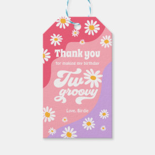 Two Groovy 2nd Birthday Party Boho Daisy Favor Gift Tags