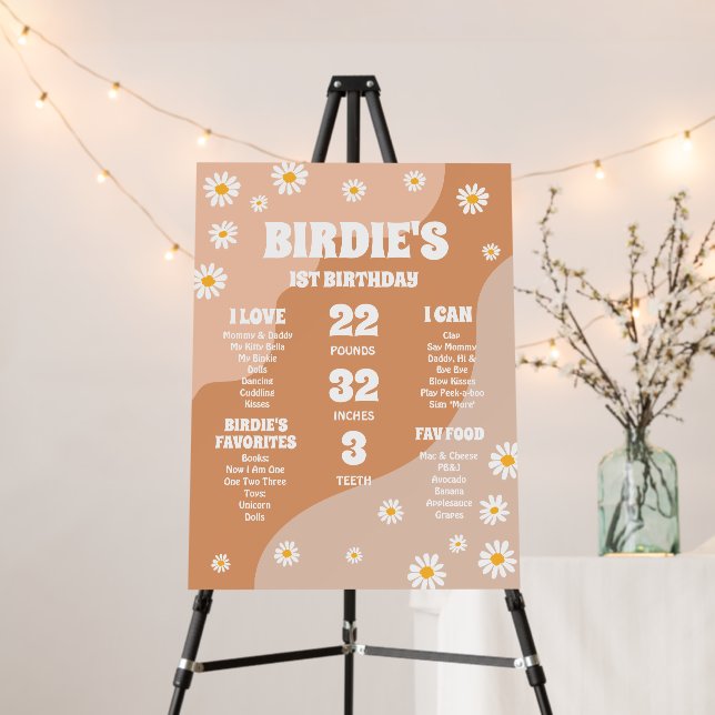 Two Groovy 2nd Birthday Party Boho Daisy Milestone Foam Board (In Situ (Stand))