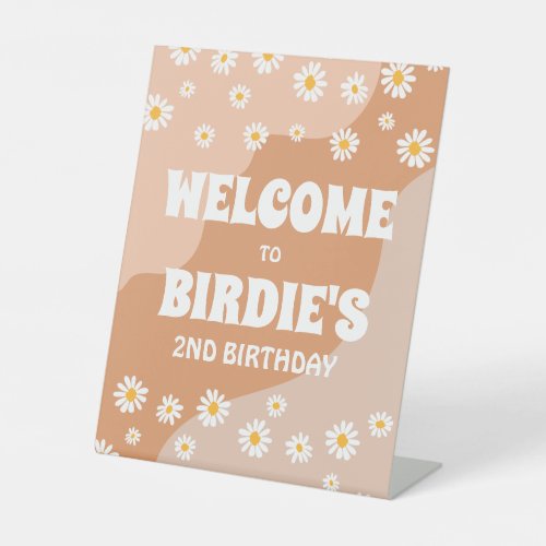 Two Groovy 2nd Birthday Party Boho Daisy Welcome Pedestal Sign