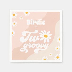 Two Groovy 2nd Birthday Party Boho Retro Daisy Napkins