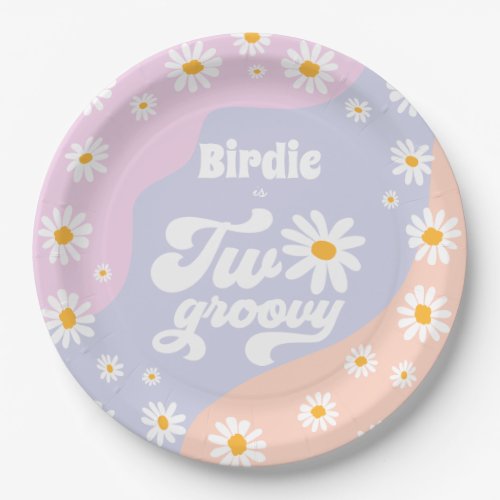 Two Groovy 2nd Birthday Party Boho Retro Daisy Paper Plates