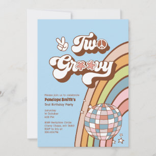 Two Groovy 2nd Birthday Party Invitation