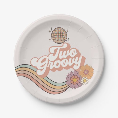 Two Groovy 2nd birthday party Paper Plates