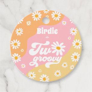 Two Groovy 2nd Birthday Party Retro Daisy Party Favor Tags