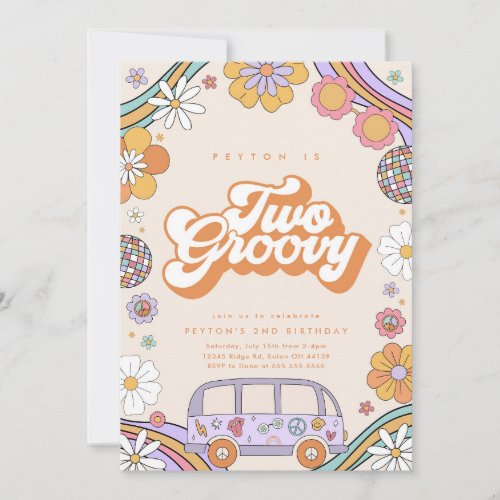 Two Groovy Birthday Invitation 