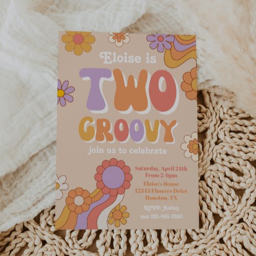 Two Groovy Birthday Invitation  Groovy Party