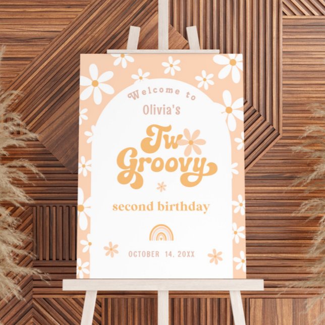 Two Groovy Boho Arch 2nd Birthday Welcome Sign (Creator Uploaded)