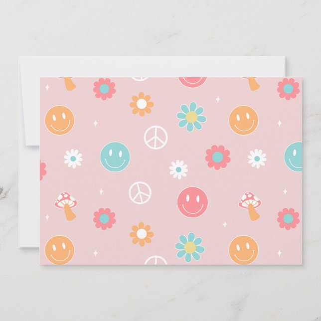 Two Groovy Boho Retro 2nd Birthday Invitations