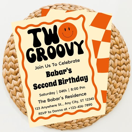 Two Groovy Boy 2nd Birthday Invitation