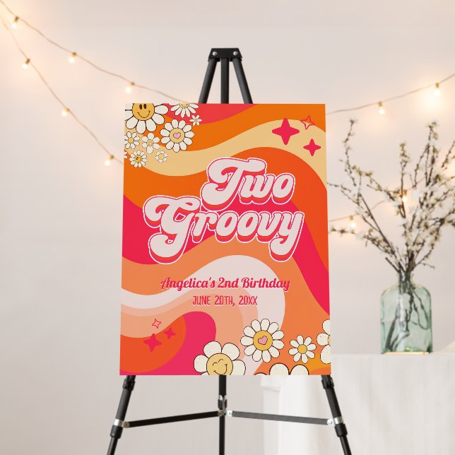 Two Groovy Colorful Girly Birthday Foam Board (In Situ (Stand))