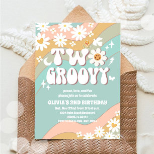 Two Groovy Daisy Birthday Invitation