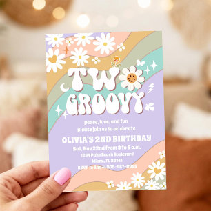 Two Groovy Daisy Birthday Invitation