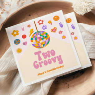 Two Groovy Disco Ball 2nd Birthday Party Napkins