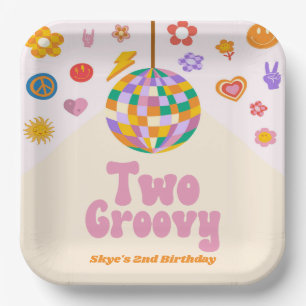 Two Groovy Disco Ball 2nd Birthday Party Paper Plates