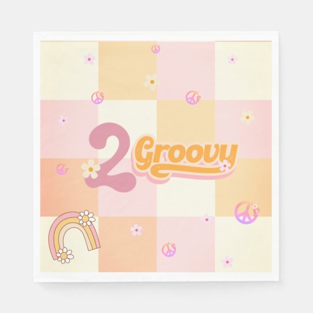 Two Groovy Girls Birthday Paper Napkin (Front)