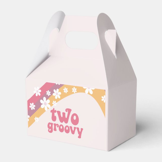 Two Groovy Hippie Daisy boho Rainbow Favor Box (Front Side)