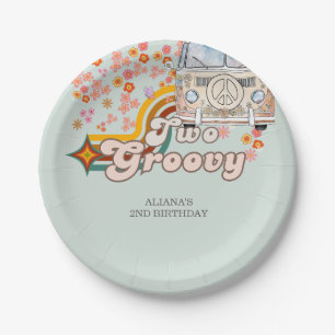 Two Groovy is a vibe daisy Van 2nd birthday Paper Plates
