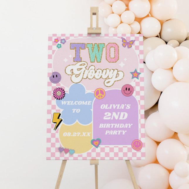 Two Groovy Patch 2nd Birthday Party Welcome Sign (Creator Uploaded)