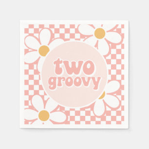 Two Groovy Pink Daisy Checker Napkins