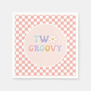 Two Groovy Pink Daisy Checker Napkins