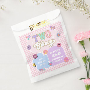 Two Groovy Preppy Patch 2nd Birthday Party Favor Bag