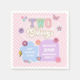 Two Groovy Preppy Patch 2nd Birthday Party Napkins