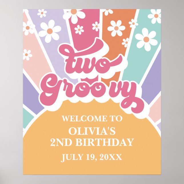  Two Groovy Rainbow Sunshine daisy Foam Board Poster (Front)