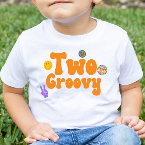 Two Groovy Retro 70s 2nd Second Birthday Orange Toddler T_shirt