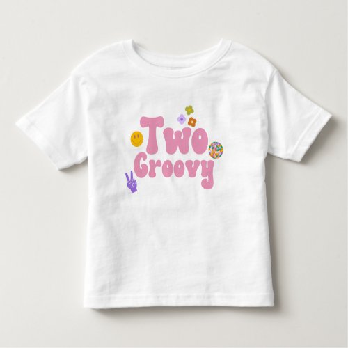 Two Groovy Retro 70s 2nd Second Birthday Pink Toddler T_shirt