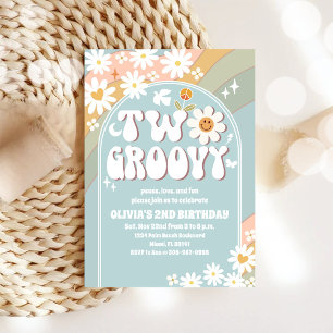 Two Groovy Retro Birthday Invitation