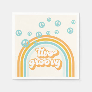 TWO Groovy Retro Boy 2ND Birthday Napkins