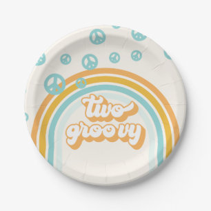 TWO Groovy Retro Boy 2ND Birthday Paper Plates