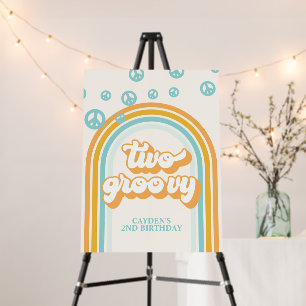 TWO Groovy Retro Boy 2ND Birthday Welcome Foam Board