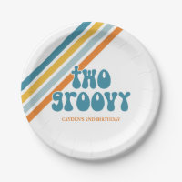 Two Groovy Retro Boy birthday Paper Plates