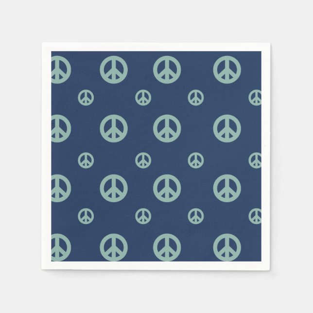Two Groovy Retro Boy peace sign birthday Napkins (Front)