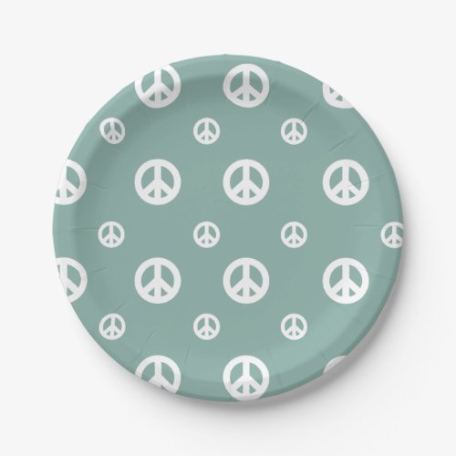 Two Groovy Retro Boy peace sign birthday Paper Plates