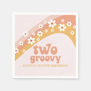 Two Groovy Retro Daisy Boho Rainbow Napkins
